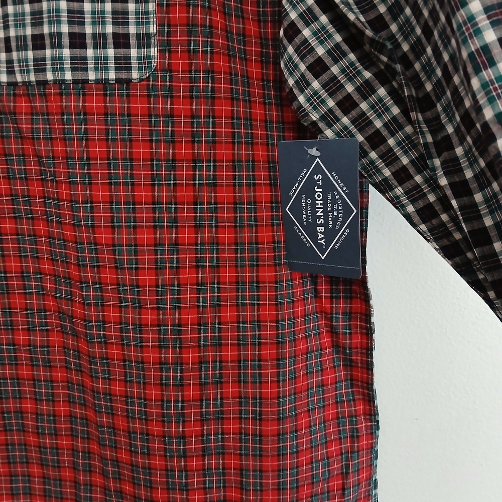 St. John's Bay Red and Black Plaid Button Down Shirt Size XXL New $20 - Picture 5 of 12